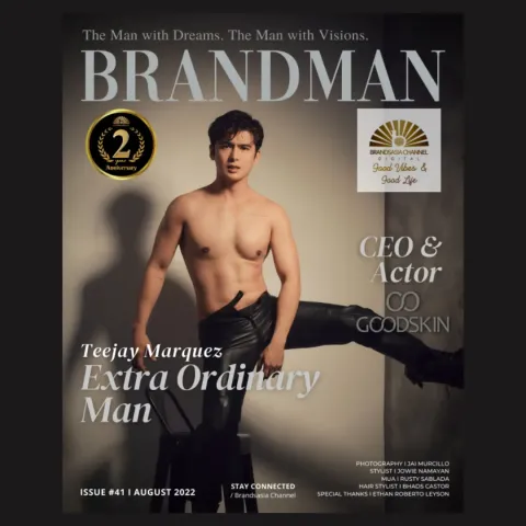 Cover-style graphic titled BRANDMAN on a dark background: a shirtless man in leather trousers, with a gold 2 Anniversary badge.
